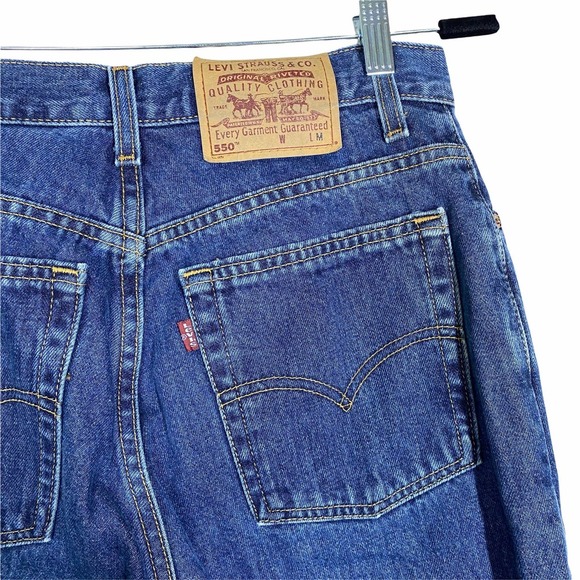 Levis Vintage 1999 550 Dark Wash High Waisted Straight Leg Sz 12 Reg - Picture 3 of 9